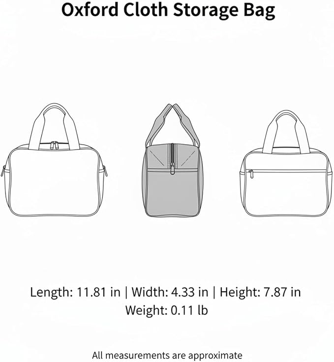 Oxford Cloth Storage Bag, Structured Packing Organizer for Travel Gear and Toiletries, 11.8 x 4.3 x 7.9 Inches (1 PC)