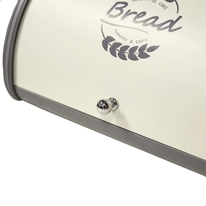 X458 Gray Bread Box Roll Top, Metal Bread Box for Kitchen Countertop, Large Space, Keeps Bakery Items Fresh Longer, Bread Bin for Kitchen Countertop, Breadbox to Store Cookies, Bagels, Muffins
