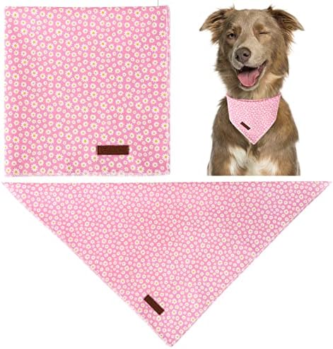 Summer Dog Bandana, Hawaii Bandana for Small Medium Dog, Cute Pink Puppy Bandana, Cotton Adorable Pet Triangle Bid Scarf Kerchief for Girl Boy Dogs or Cats