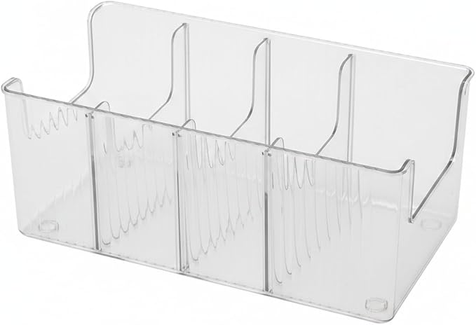 9.6 x 4.8 x 3.8 Inch Clear Storage Box with Dividers, PET Plastic Organizer for Desk Supplies and Small Parts