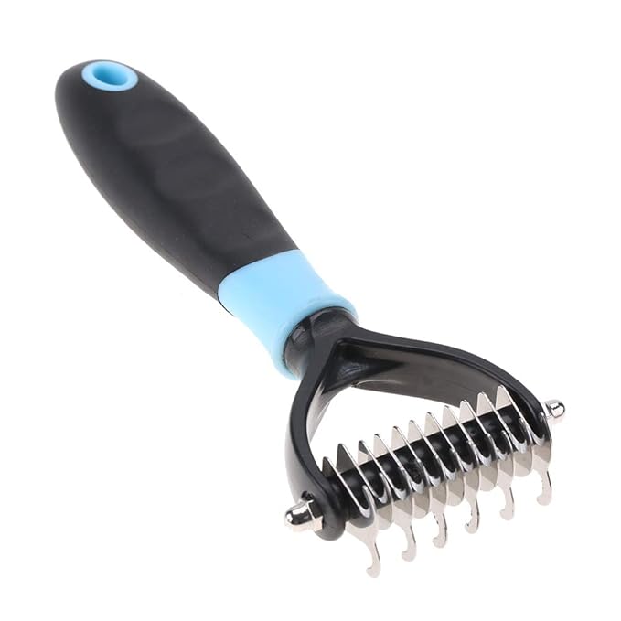 Deshedding Dog Brush, Cat Brush Dog Brush for Shedding Dog Rake Double Sided Undercoat Rake Comb for Detangling, Deshedding Pet Grooming Brush for Small, Medium Dogs and Cats