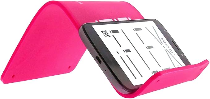 Cell Phone Stand and Tablet Stand for Air Travel, Work and Home- Flexible Phone Holder is The Perfect iPhone Stand and Holds Any Mobile Device- Non-Slip Grip, Strong and Durable- Neon Pink