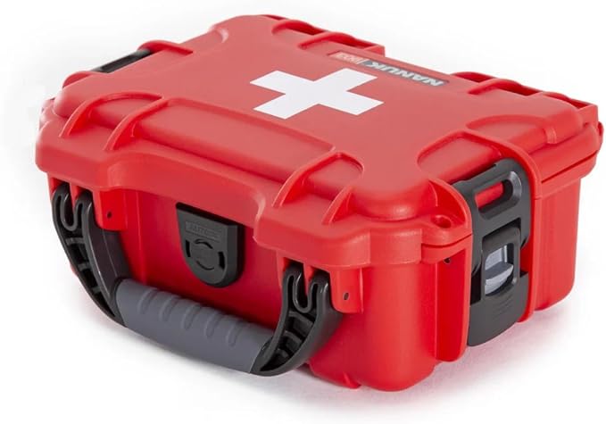 NANUK 903 - Small Waterproof First Aid Kit 78pcs – Pre-Stocked First Aid Emergency Kit with Bandages, Tick Removal Tool, and More – Dustproof, Impact-Resistant, Floats (7.4" x 4.9" x 3.1") – Red | Tick Removal Tool, More - Dustproof, Impact-Resistant, ...