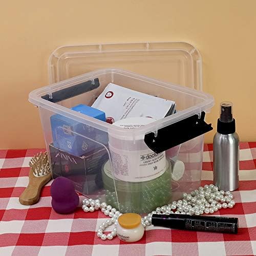Farmoon 6 Quart Clear Lidded Storage Bin, Plastic Container Box, 6 Packs