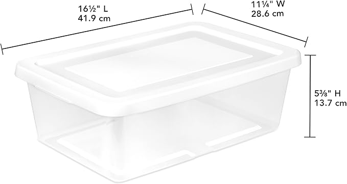 Sterilite Storage Box Stackable Tote, White, 12 Quart, 12 Pack | Clear Plastic Container with Secure Snapping Lids for Home and Office Organization