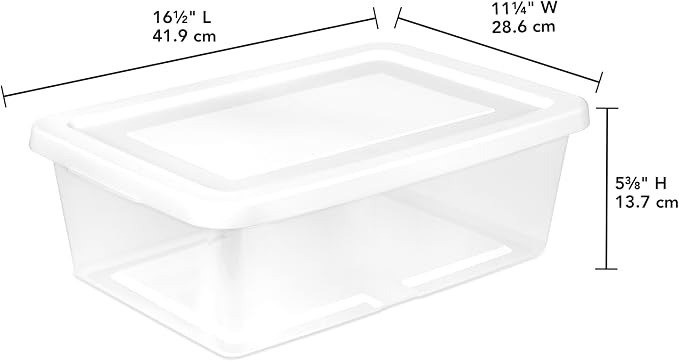 Sterilite Storage Box Stackable Tote, White, 12 Quart, 30 Pack | Clear Plastic Container with Secure Snapping Lids for Home and Office Organization