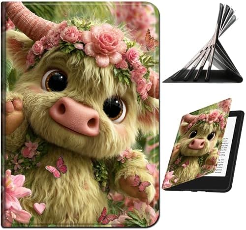Case for Samsung Tab S10 Ultra/S9 Ultra/S8 Ultra 14.6" 2024/2023/2022 | Slim Leather Smart Cover with Multi-Angle Anti-Slip Stand [Auto Wake/Sleep] Shell for Women Men, Pink Flower Cow