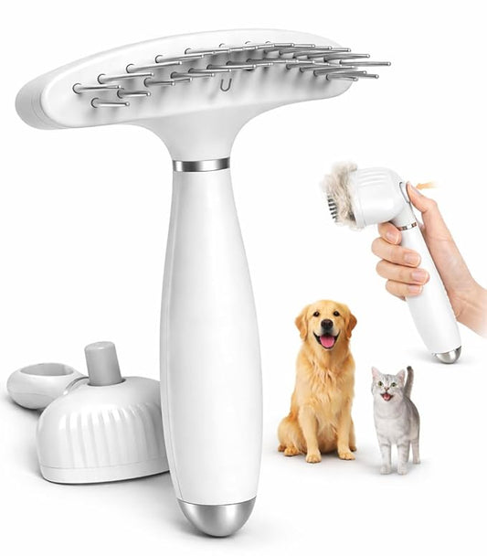 Self Cleaning Dog Brush for Shedding – Undercoat Rake for Dogs & Cats, Deshedding & Dematting Tool with Dual Stainless Steel Teeth, Removes Loose Fur for Thick & Double Coats