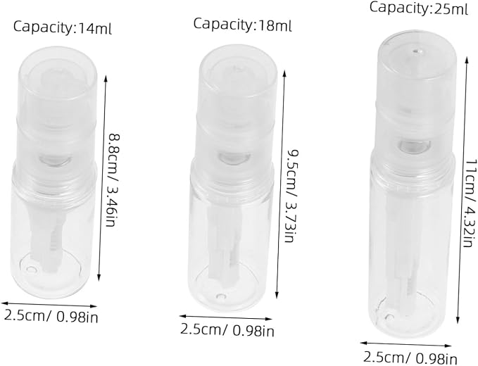 3pcs Powder Sprayer Bottle 14ml 18ml 25ml White Refillable Container | Pet Body with Pp Nozzle, Precise Dispensing Control for Talcum Powder and Hair Building Fibers, Compact for Home and Daily