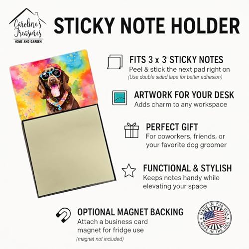 Caroline's Treasures Chocolate Labrador Hippie Dawg Sticky Note Holder Refillable Dispenser Self-Sticky Note Pads, Memo Pads Blank Desk Accessories