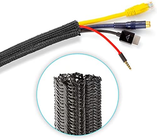 Maximm Cable Management Wire Loom 30ft 3/8 Inch Black Split Cord Protector