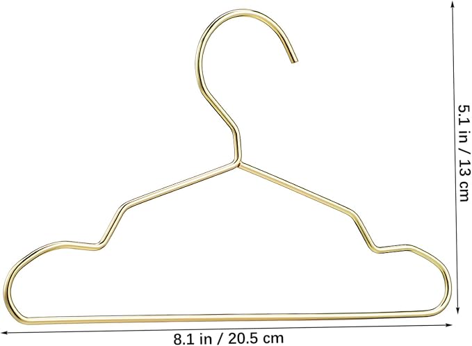 Generic 10-Pack Mini Metal Clothes Hangers for PET Apparel Gold Color Dog and Cat Clothes Hangers Small Closet Organizer for Garment Rack