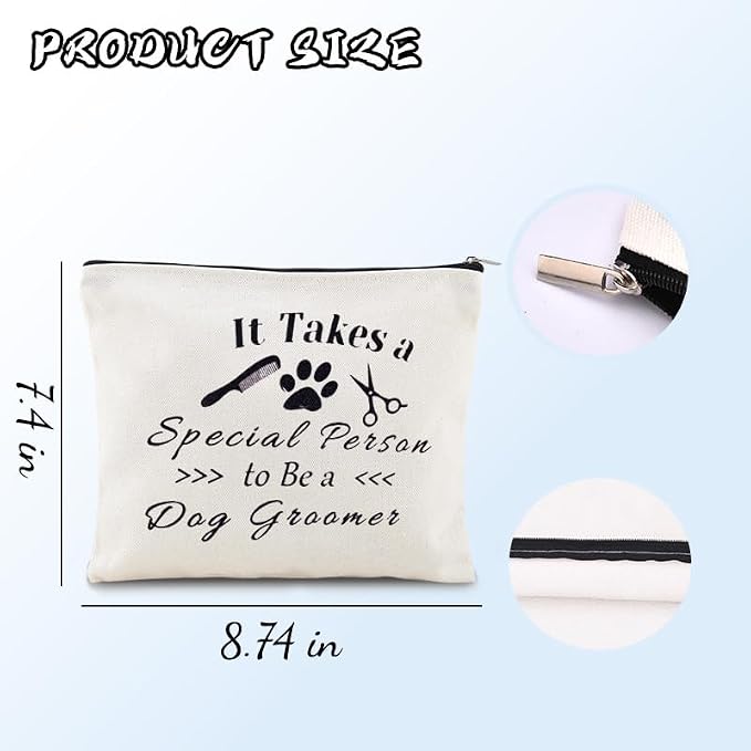 Sisadodo Dog Groomer Christmas Brithday Gifts for Women Men Dog Hairdresser Storage Bags for Dogs Groomers Canvas Cosmetic Makeup Bag Pouch Hair Stylist Travel Toiletry Bag with Zipper