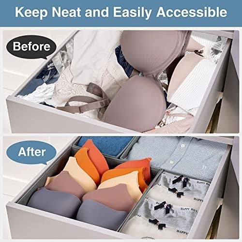 Criusia Drawer Organizer Clothes, 8 Pack Underwear Organizer, Foldable Closet Organizers and Storage Dresser Dividers for Clothes, Socks, Scarves, Ties (Gray)
