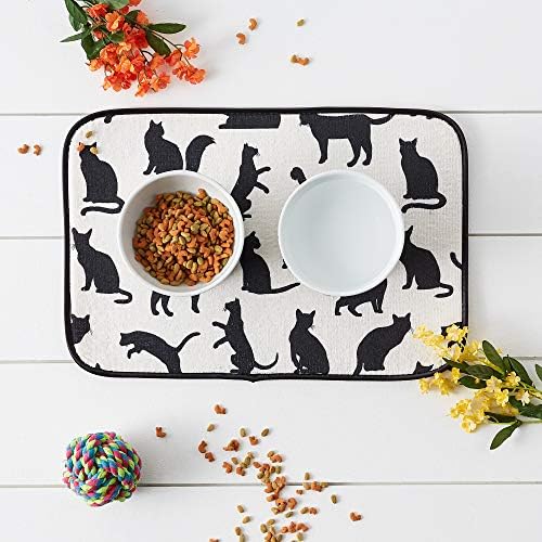 Bone Dry Machine Washable, Ultra Absorbent Pet Mat, 12x18, Cat Silhouette