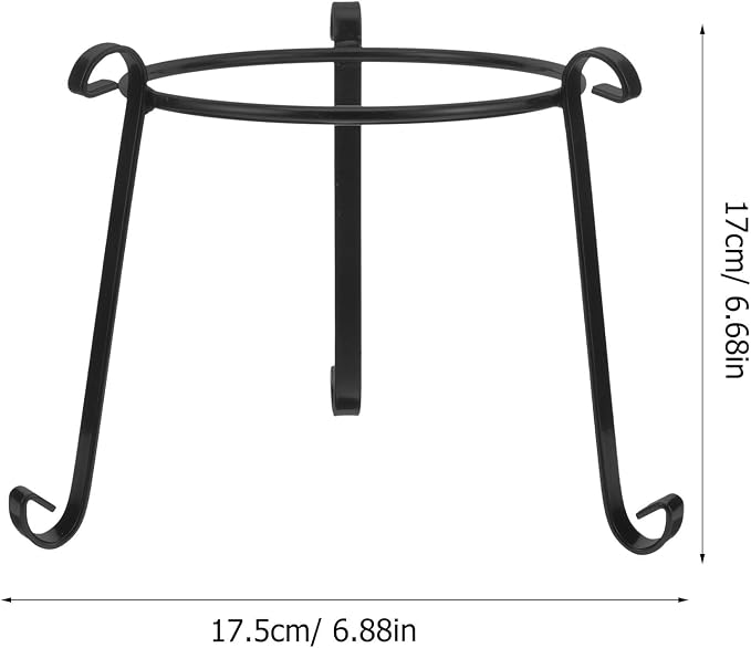SEWACC Iron Flower Pot Stand for Patios and Front Porches, Practical Iron Flowerpot Holder Good Stability, Black Metal Plant Shelf for Fairy Garden and Succulent Display