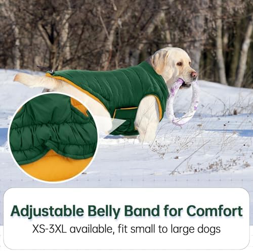 Lelepet Reversible Dog Coat Windproof Dog Jacket Lightweight Puffer Vest