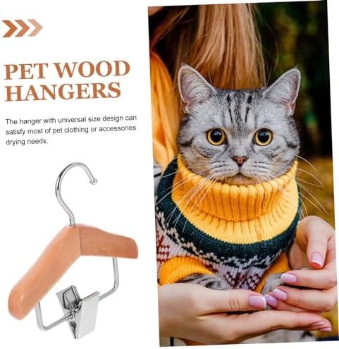 Wooden Pet Clothes Hanger for Dogs and Cats Lightweight Mini Apparel Rack with Clips Portable Small Hanger for Easy Storage and Travel for Dog and Cat Clothing Display