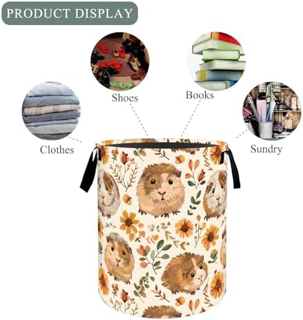Guinea Pig Laundry Basket Hamper, Organizer Bins Gifts for Women Kids, Small Pet Animal Foldable Waterproof Clothes Hamper Handles Storage Bucket for Bedroom Bathroom Room Decor 19.7"x15.7"