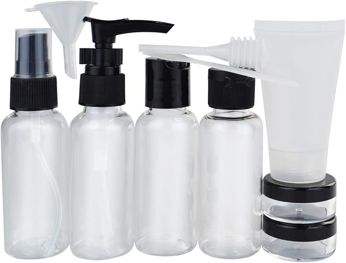 Wobe Travel Bottles and TSA Approved Toiletry Bag, Clear Quart Size with Leak-Proof Travel Containers Set Makeup Bag Accessories for Liquids Carry-On Luggage Compliant for Airplaine