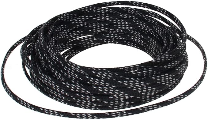 Heyiarbeit 10m/32.8ft PET Expandable Braided Sleeving 0.16-inch Width Flexible Wire Mesh Sleeve for USB Cable Power Cord Audio Video Cable - Protect Cat from Chewing Cords - Black Silver