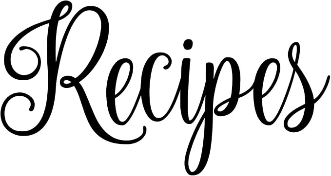 Recipes 5w x 2.5h Label | Kitchen Home Organization | Die Cut Vinyl Decal | Black Fancy Font (Sticker Only)