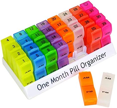 Deke Home - Monthly Pill Organizer 2 Times a Day, 30 Day Pill Box with AM PM Compartments, Large Monthly Medicine Organizer for Vitamins, Supplements & Medication, Travel-Friendly Pill Case, BPA Free