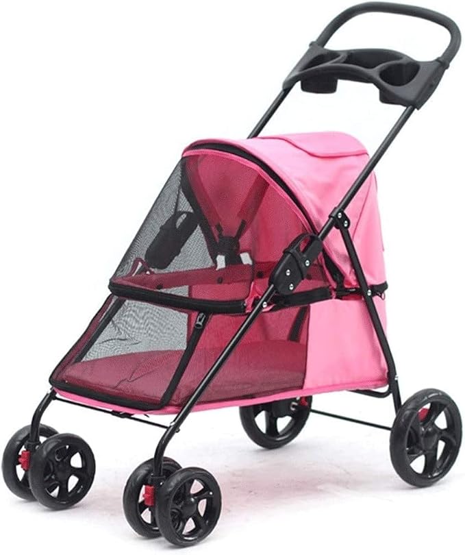 Double Dog Stroller Pet Travel Stroller Foldable Four-Wheeled Trolley Suspension Commutation Cat nd Dog Cart Large (D) (D)