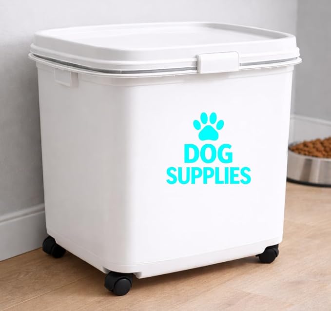 Dog Supplies Vinyl Decal – Waterproof Pantry Storage Label Sticker for Pet Organizer Bin Container (Mint)