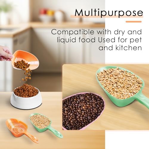 Melamine Pet Food Measuring Scoop, 1 Cup 1/2 Cup 1/4 Cup with Clear Measurement Lines for Dog, Cat, Bird, and Rabbit, Durable, Ergonomic Handle, Dishwasher safe-Orange & Baby Blue