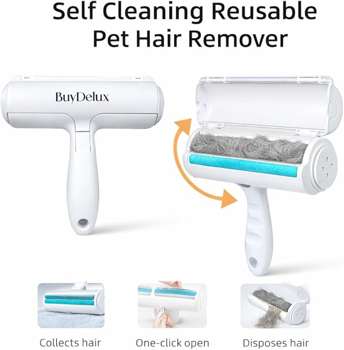 Pet Hair Remover Roller, Reusable Self-Cleaning Lint Roller for Dog & Cat Hair, Fur Removal for Furniture Couch Carpet Car Clothes & Bedding, No Sticky Tape or Refills