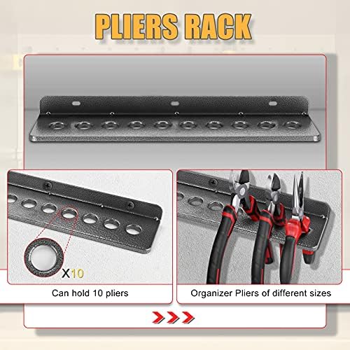 Screwdriver Organizer，Metal Screwdriver Organizers, Hammer Rack，Pliers Organizer, Wall Mounted Tool Organizers for Workshop，Set of 3 Tool Holder Organizer for Workbench