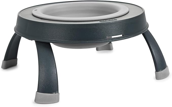 Dexas Pets Elevated Pet Feeder, Small, 1.5 Cup Capacity, Light Gray, Raised Pet Food and Water Bowl