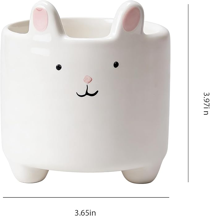 Ceramic Cat Shaped Pen Pencil Holder for Desk Decoration Accessories Cat Decor Makeup Brush Pen Cups Succulent Plant Pot Office School Ideal Gifts for Women, Mom or Birthdays