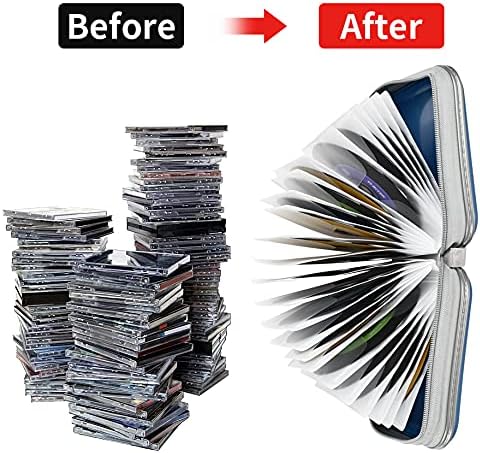 UENTIP CD Case for Car,48 Capacity DVD storage Organizer For Home Travel | CD Holder DVD Case, Smooth Double Zipper, Hard Plastic Shell, Scratch-Resistant, Slip-Resistant Tab, Blu-ray/CD/DVD Storage