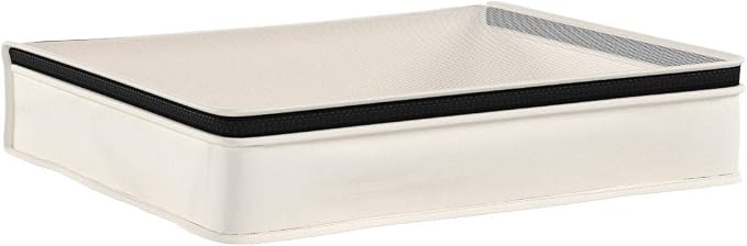 Household Essentials Canvas Sweater Storage Bags, 2-Pack, Breathable Cotton, Under-Bed Zippered Storage with Clear Top Window, Stackable, Cedar Insert Compatible (Not Included), Natural