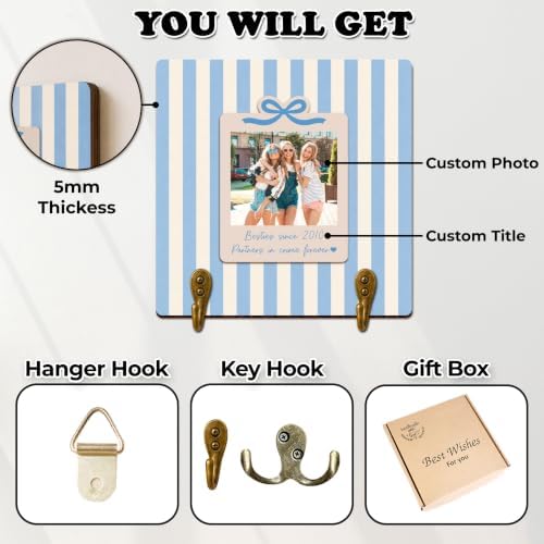 Personalized Friends Key Holder for Wall, Home Decor Gift For Besties | Personalized Decorative Key Hooks, Hallway Decor for Entryway, Keyholders for Wall, Custom Gift for Friends Family