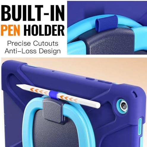 Rugged Protective Case Compatible with Samsung Galaxy Tab A11 Plus/A11 + 11" 2023 SM-X230, Military-Grade Shockproof Cover with 360° Rotating Stand & Built-in Screen Protector (Deep Blue)