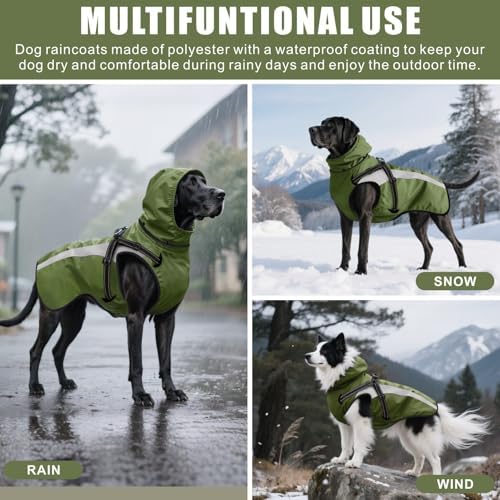 Dog Raincoat Waterproof Raincoats for Dog Reflective Dogs Rain Jackets with Hood Hoodie Pet Rain Poncho Coat for Small Medium Large Dogs Puppies S-XXL (Green, XXL)