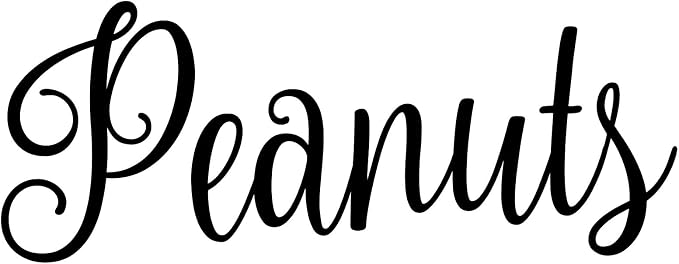 Peanuts 5w x 2h Label | Kitchen Pantry Organization | Die Cut Vinyl Decal | Black Fancy Font (Sticker Only)