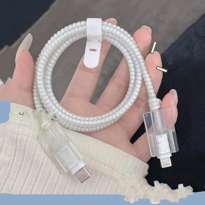 USTIYA Case Cute Cable Protector for iPhone Charger Phone Wire Saver for iPhone 11 12 13 14 15 16 Pro Max Plus Charger 18W 20W (Transparent)
