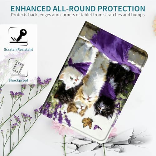 Case for Samsung Galaxy Tab E 9.6" 2015 SM-T560/T561/T567, 360 Degree Rotating Stand with Multi-Angle Vertical & Horizontal Viewing Shockproof Shell for Women Men, Lavender Cat