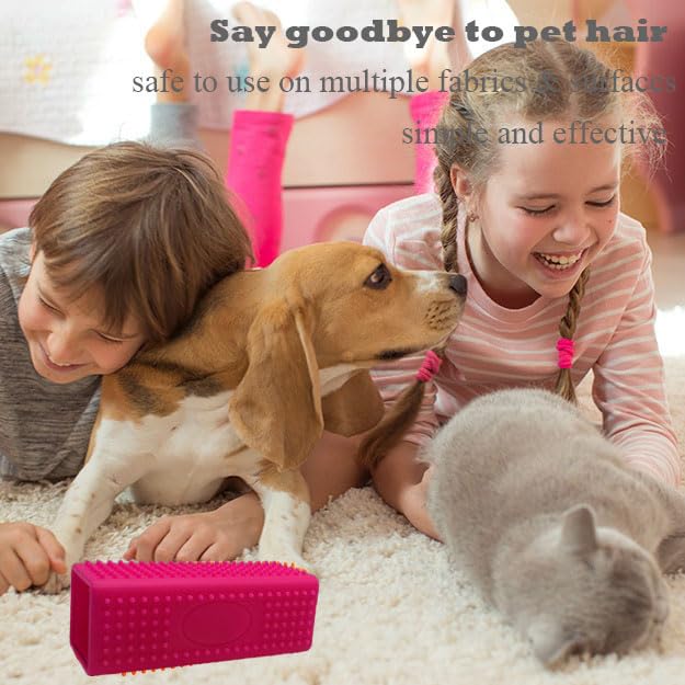 2 Pieces Pet Dog Cat Hair Remover, Block Roller Cleaner, Hollow Silicone Cleaner Brush for Sofa, Car Interiors, Furnishings, Carpets, Bedding or Any Fabric (Navy Blue, Pink)