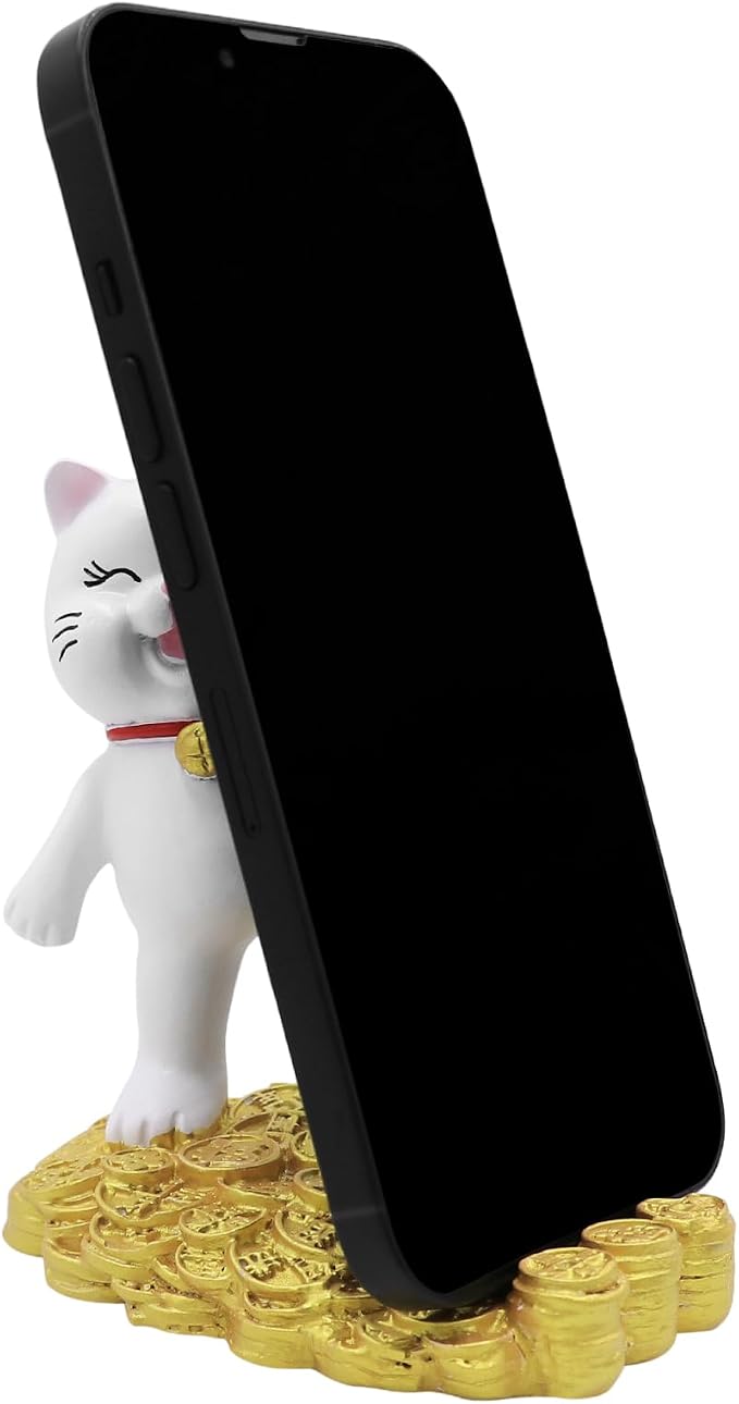 Cute Cat Phone Holder Desk Ornament Kawaii Phone Stand Universal Desk Phone Stand for All Mobile Smartphones Tablets
