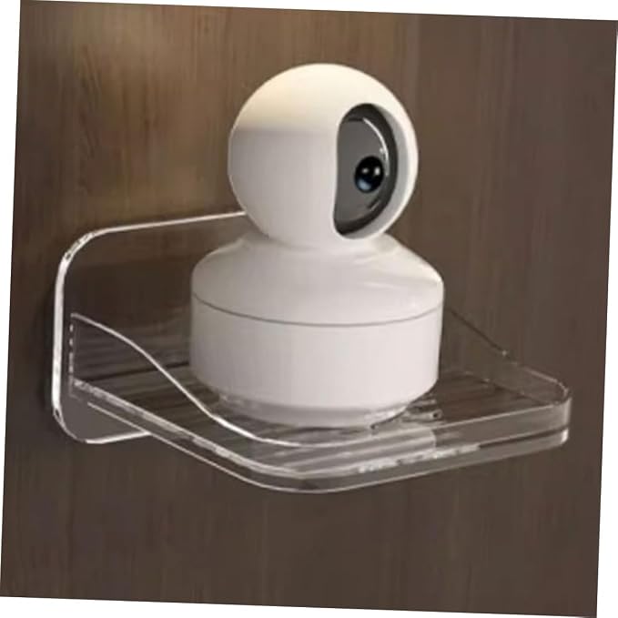KALLORY 2pcs No Drill Shelves Wall Mounted Camera Storage Rack Mini Speaker Shelf Monitor Router Organizer Living Room Entryway