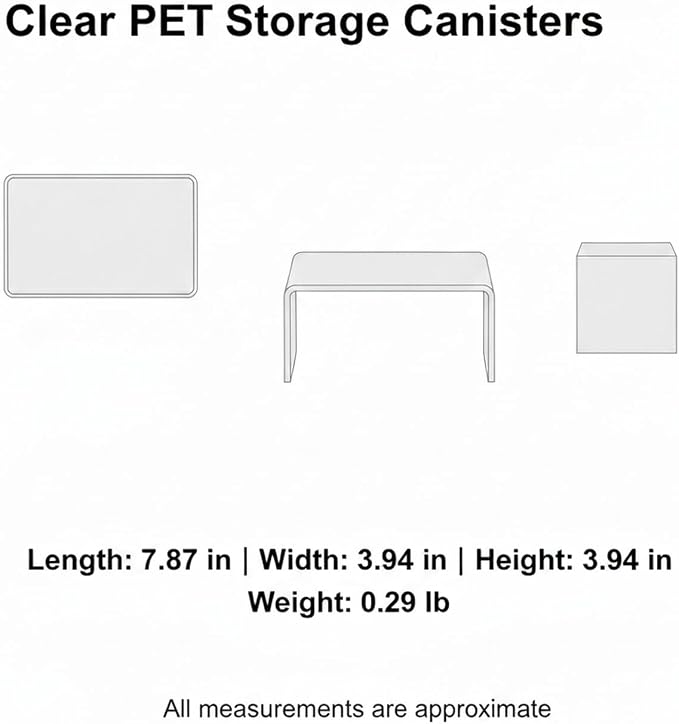 Clear PET Storage Canisters, Square Bathroom Vanity Organizers for Medicine Cabinet, Set of 4 (1 PC)