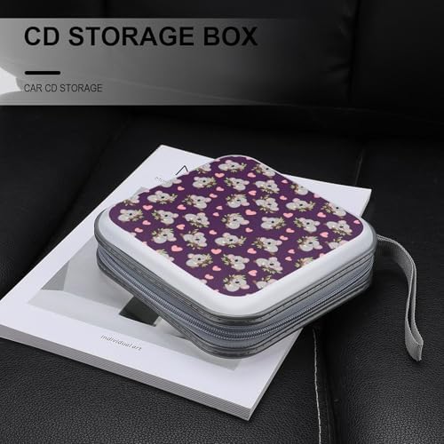 Protective DVD Case Holder Koala, 40-Capacity Hard Plastic Binder with Zipper, Portable CD Organizer for Car Home