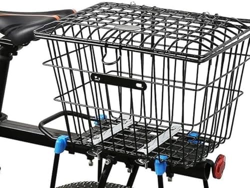 SM SunniMix Bike Basket Iron Wire Storage Bin Universal Mount Cargo Carrier with Cover Enhanced Design for Shopping Pet Supplies Suitable for Adult