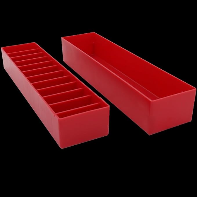 Laube Mini Blade Case Organizer For Clipper Blades - Professional 12 Slot Clipper Blade Caddy (9.25" x 2.25" x 2.25") - Detachable Snap On Lid- Made In The USA - Red - 2 Pack