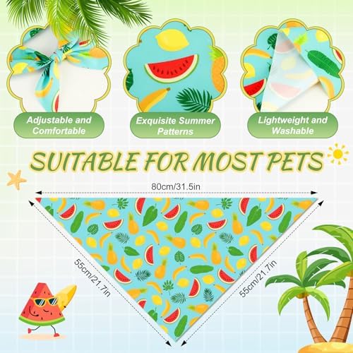Abbylike 50 Pcs Summer Hawaiian Dog Bandanas Bulk, Tropical Fruits